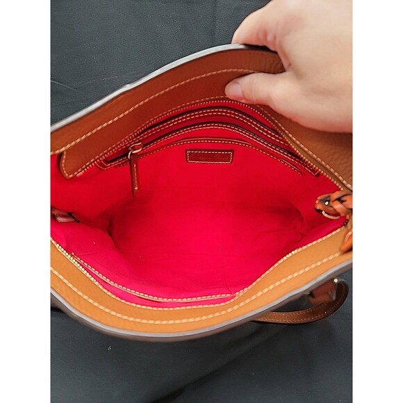 Dooney And Bourke Pebble Leather Lexington Shopper Bag Caramel 13x10x4 - Picture 8 of 14